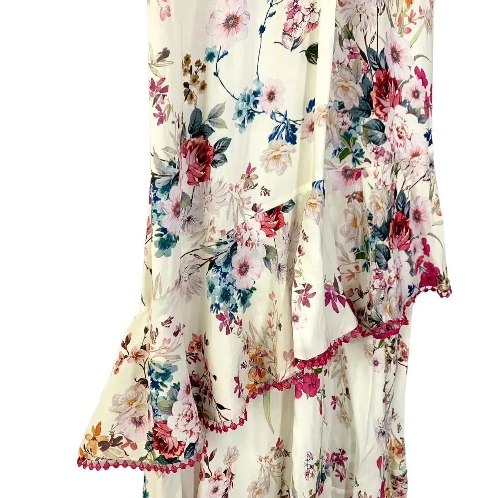 Charo Ruiz NEW Noa Crocheted Lace Floral Cotton Voile Asymmetrical Dress Large White - Image 7