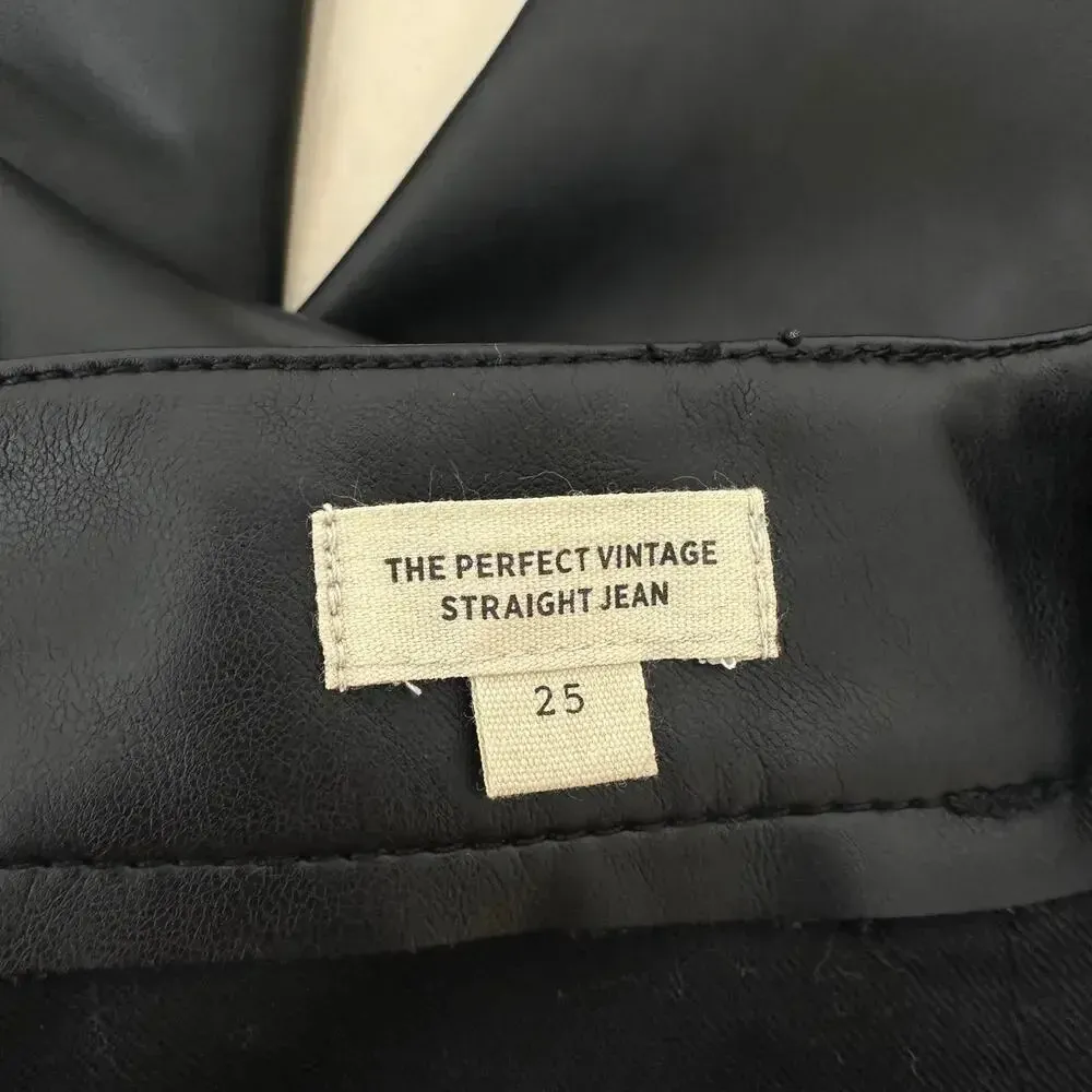 Madewell The Perfect Vintage Straight Jean Faux Leather Black Ankle US 25 NWT - Image 6