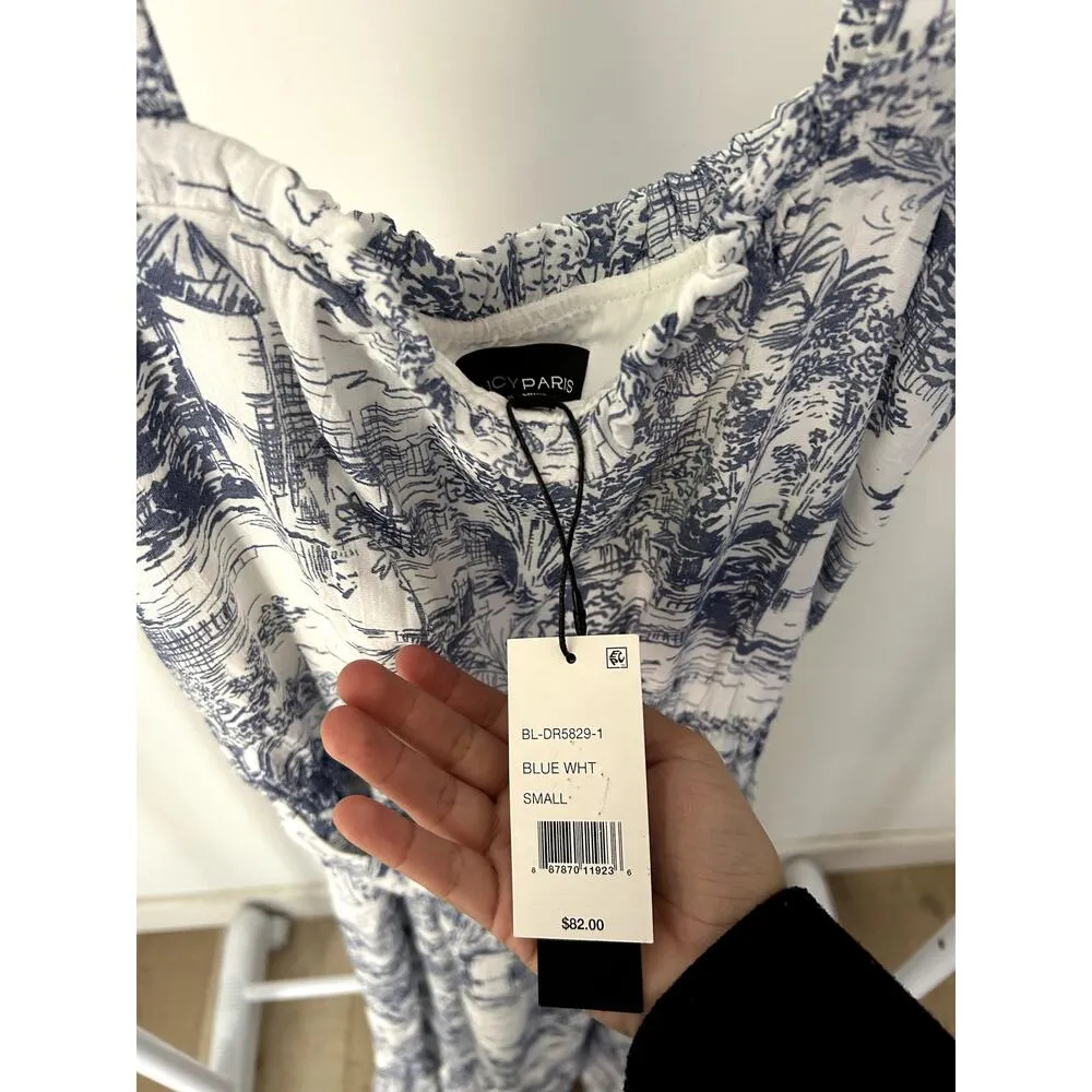 $82 NWT Lucy Paris Belted Toile Print Midi Dress Size Small - Image 4