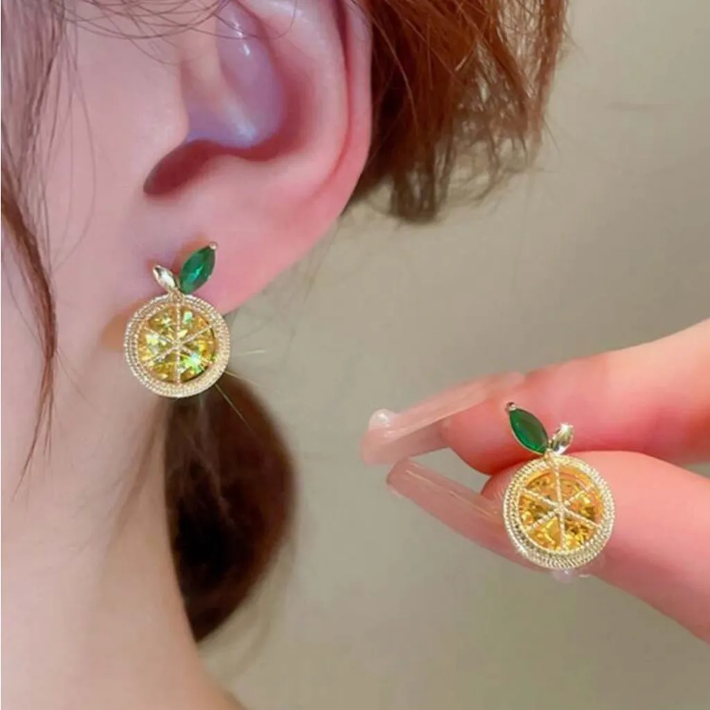 Lemon Earrings Gold - Image 3