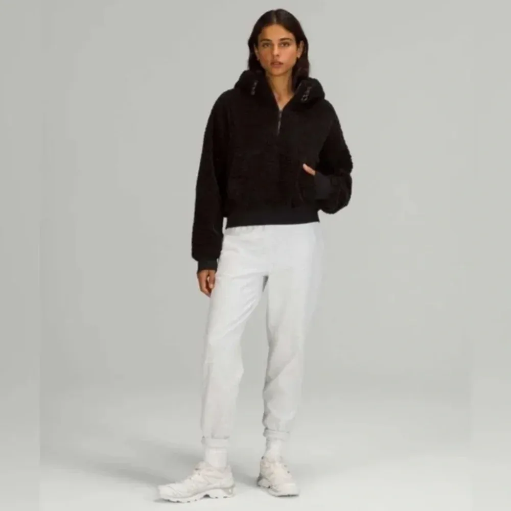 Lululemon Textured Fleece 1/2 Zip‎ Black size 4 sherpa hooded - Image 13
