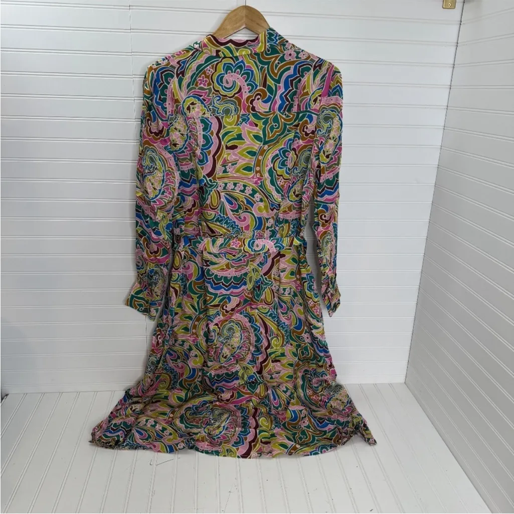 Boden Green Kate Satin Shirt Dress US Size 14R Pink - Image 5