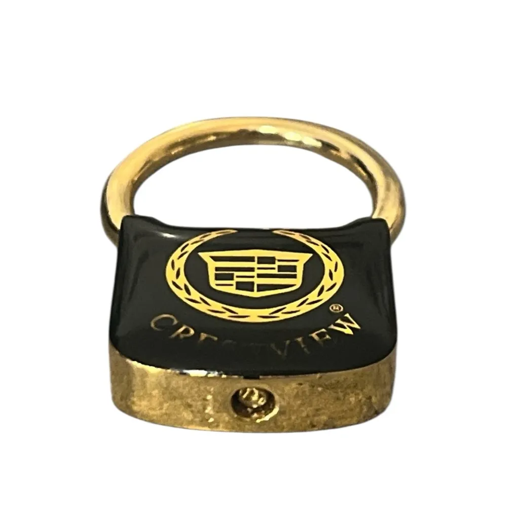 Crestview Cadillac Black Gold Tone Collectible Keychain Key Holder Michigan - Image 6