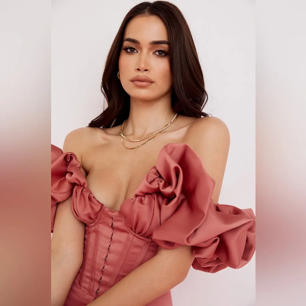 NWT Annabelle Rose Pink Satin Ruffle Strapless Mini Dress Size M - Image 4