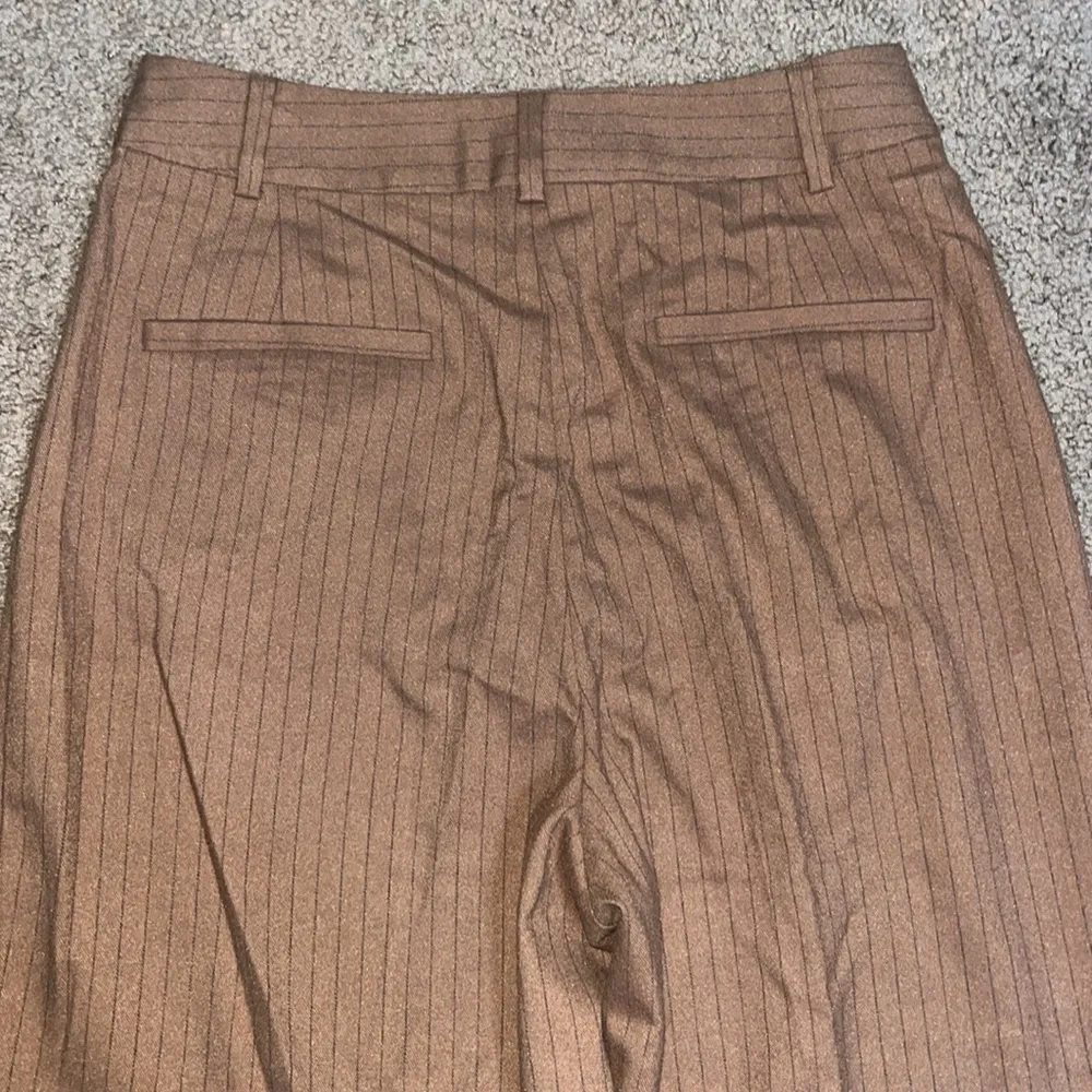 Favorite Daughter The Favorite High Rise Wide‎ Leg Pants Camel Pinstripe 10 Brown - Image 10