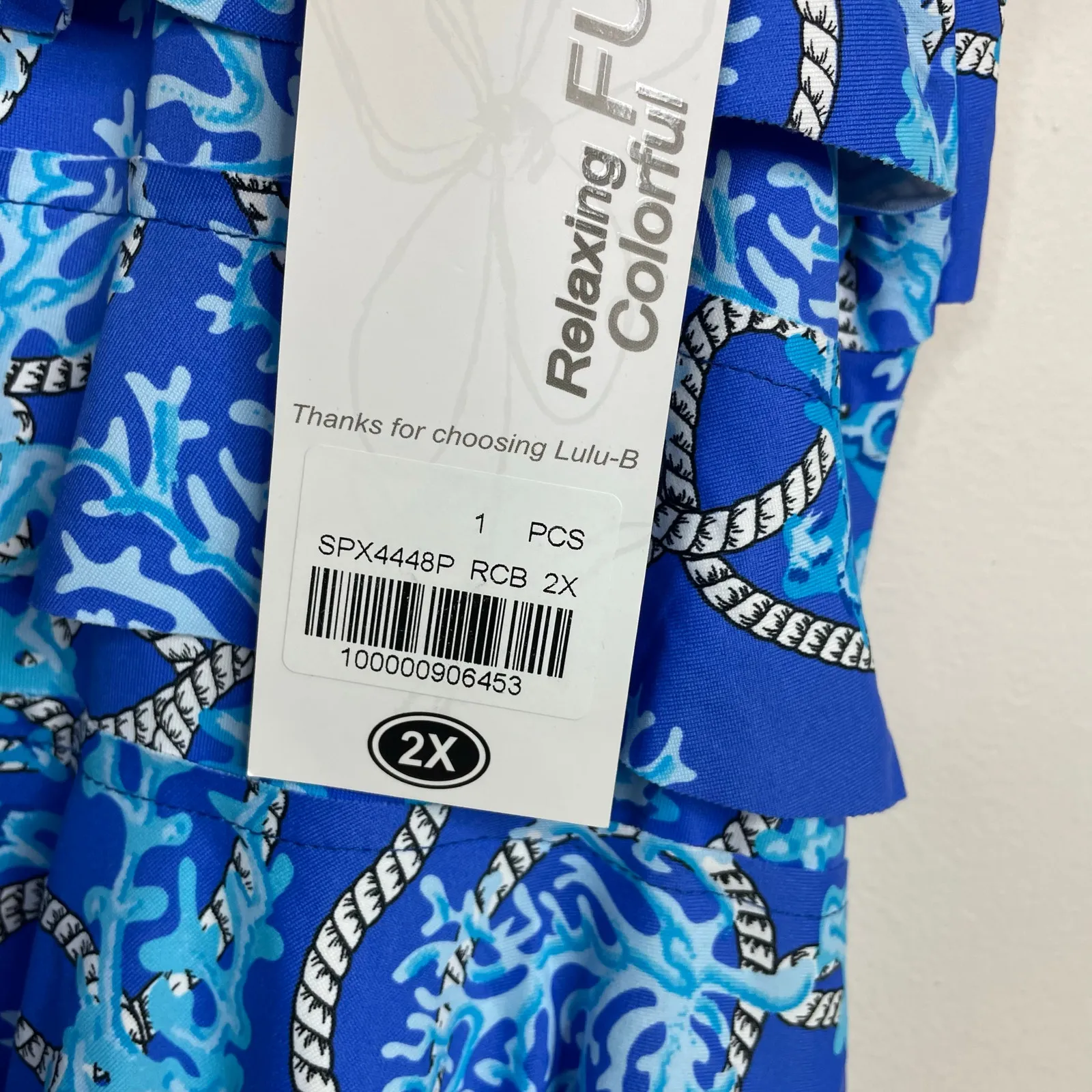 Lulu B Blue Coral Cha Cha Ruffle Sleeveless Dress Tropical UPF womens 2X New NWT - Image 13