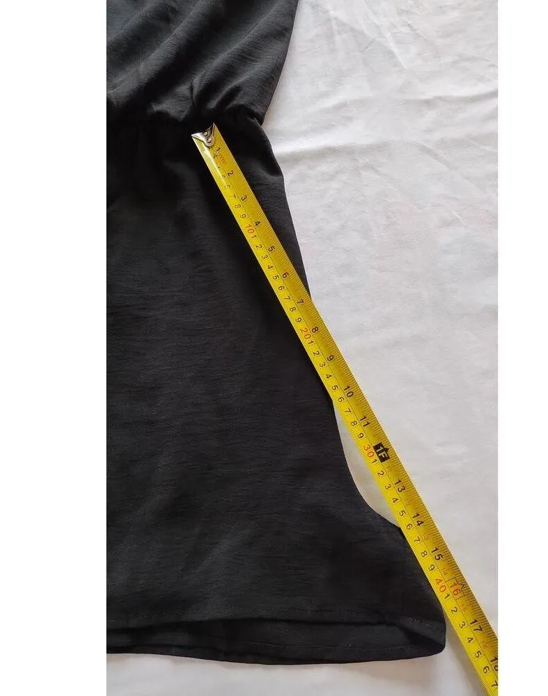 Short Sleeves Tiered Open Back Jumpsuit shorts Black romper size Large - Image 14