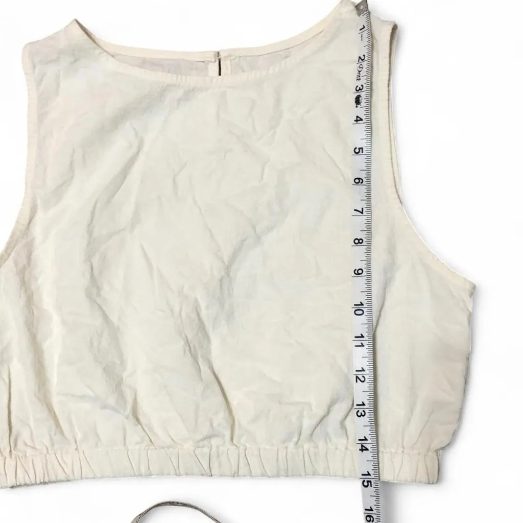 Maple Sleeveless linen Crop Top White Size M - Image 6