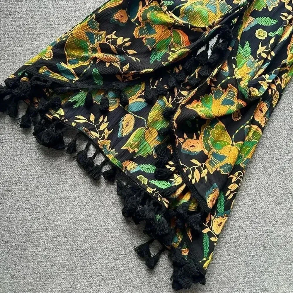 Anthropologie RAGA Flowy Floral Tassel Fringe Open Back Tank Small NWT - Image 6