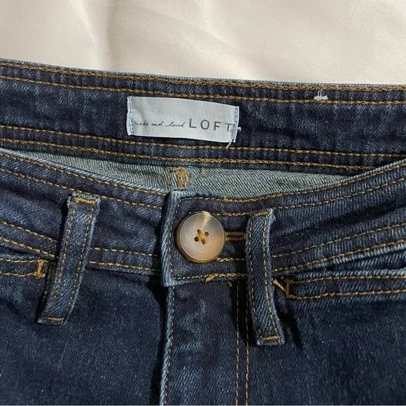 LOFT Jeans Size 25‎ Curvy High Waist Wide Leg Cropped Dark Wash Denim - Image 5