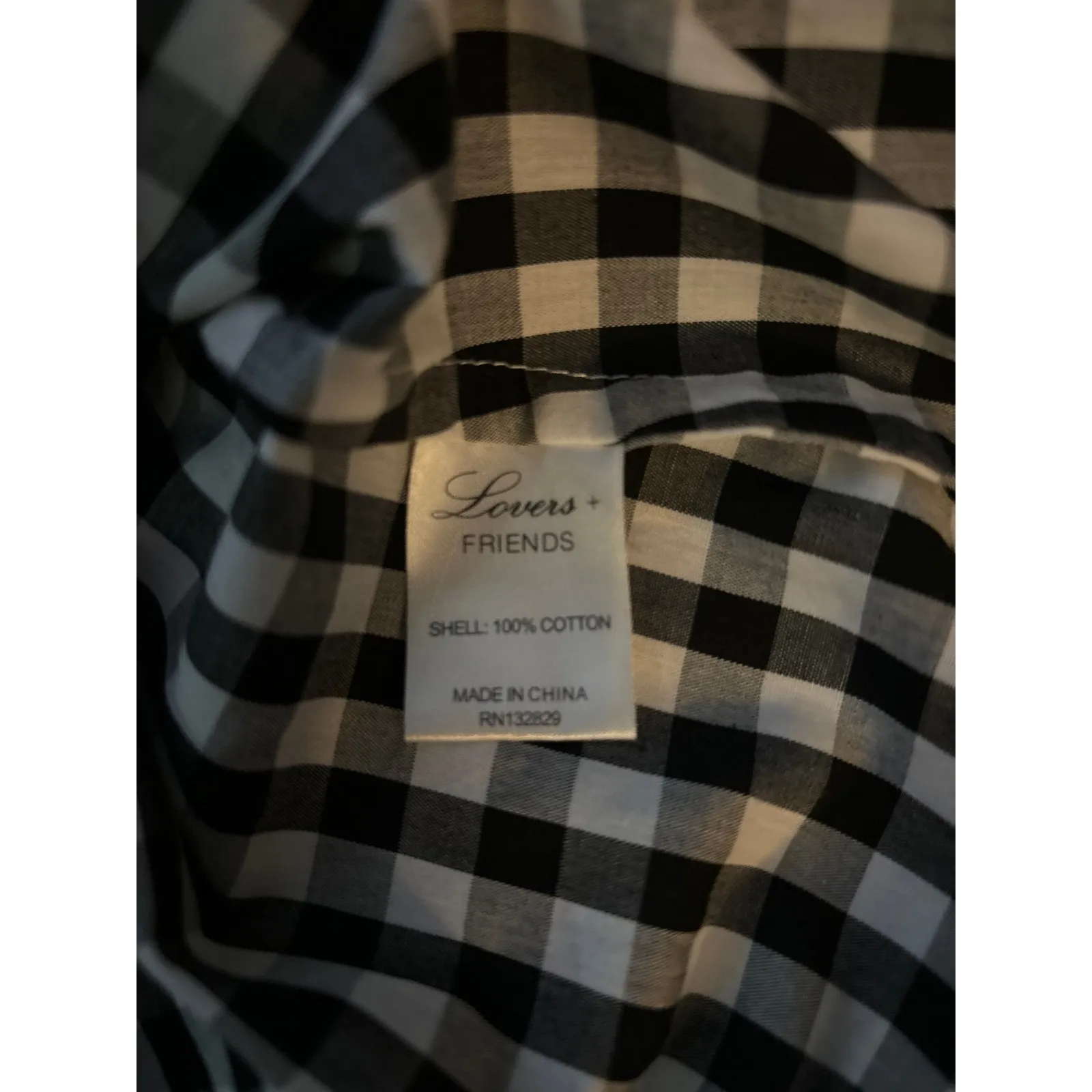 Lovers + Friends Black/White Gingham Off The Shoulder Top NEW XS Peasant Boho - Image 10