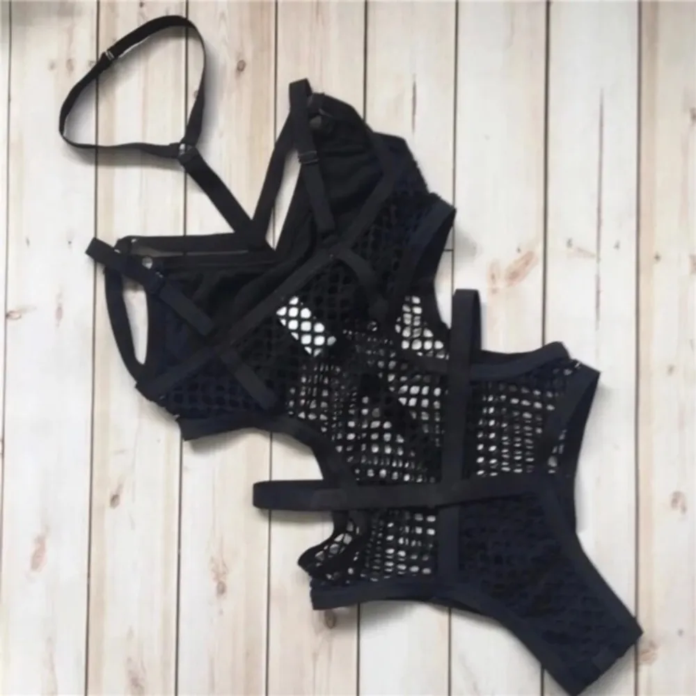 Fishnet Harness Choker Punk Gothic Bodysuit 🕷 Size undefined - Image 6