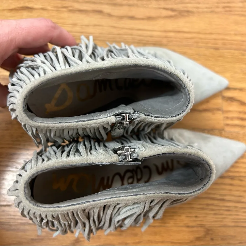 Sam Edelman | Kandice Fringe Stiletto Pointed Toe Suede Booties Size 6 - Image 8