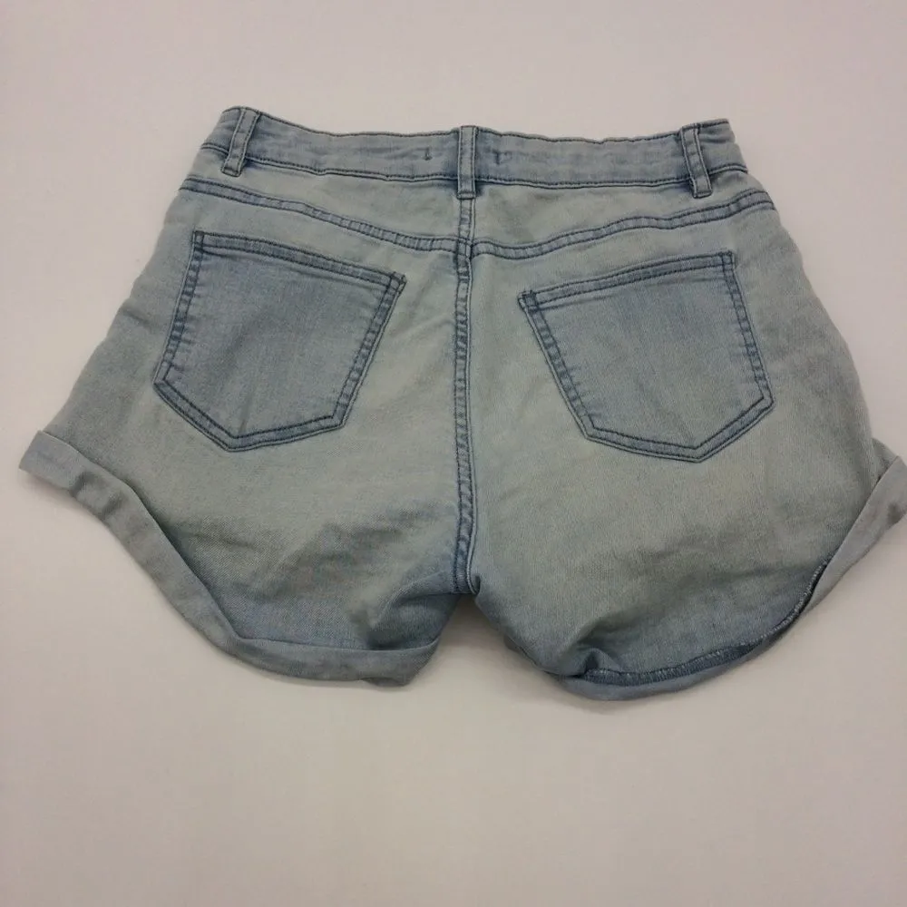 H&M Light Denim Short Shorts Daisy Dukes w/Rolled Cuffs 5 Pocket Jeans-Size 4 - Image 2