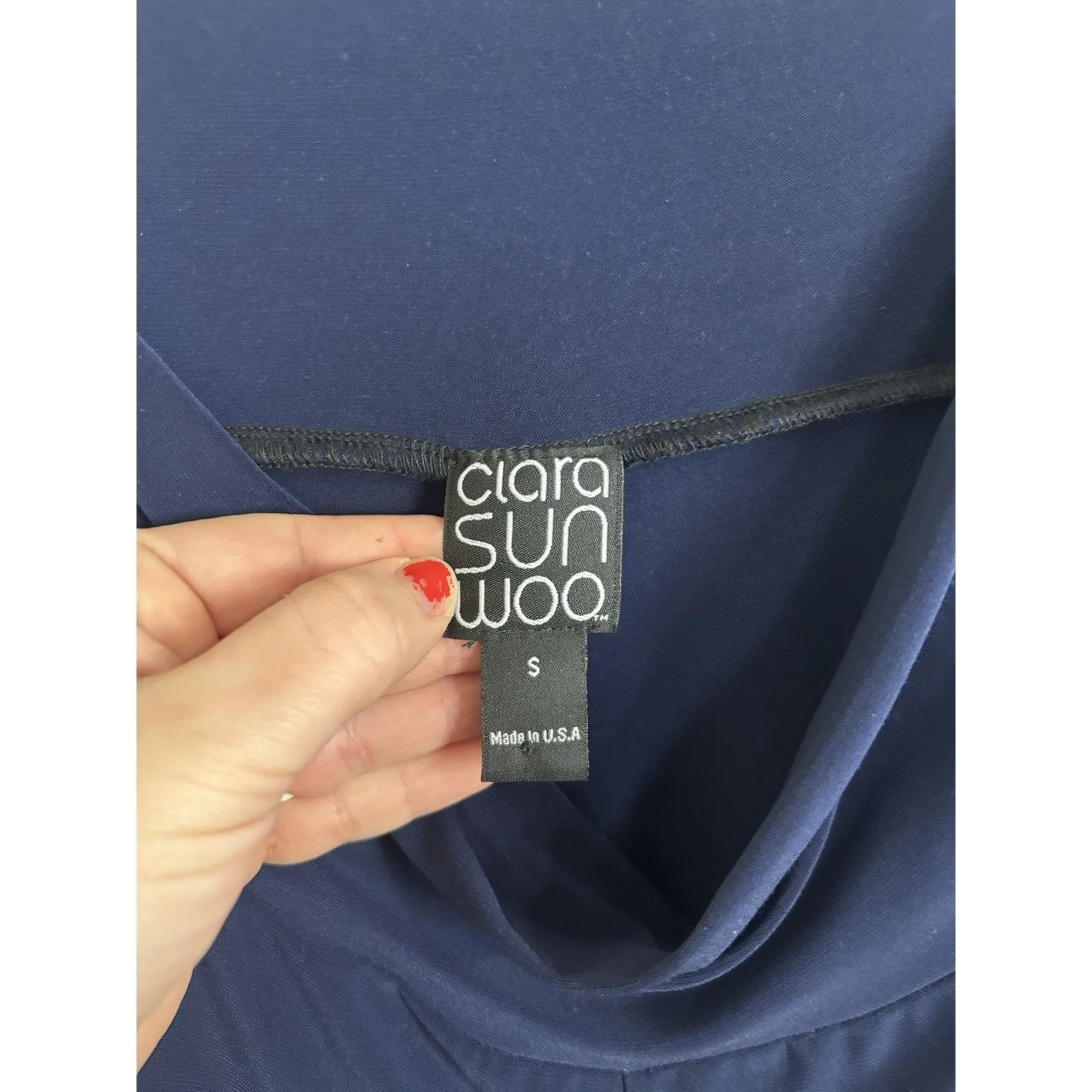 Ciara Sun Woo Navy Wide Leg Pull On Palazzo Pants Size Small Wrinkle Free Blue - Image 4