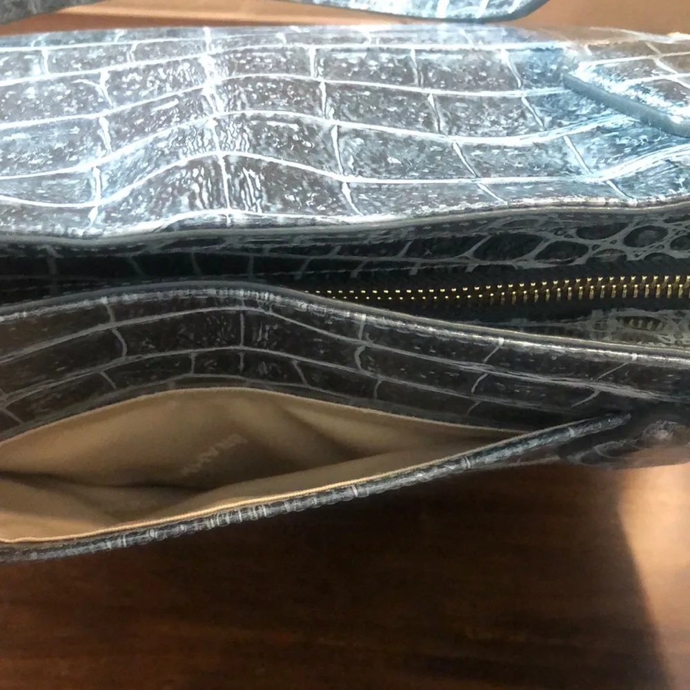 BRAHMIN Misha Obsidian Veil Crocodile Leather Shoulder Bag Top Zip Closure NWT - Image 16