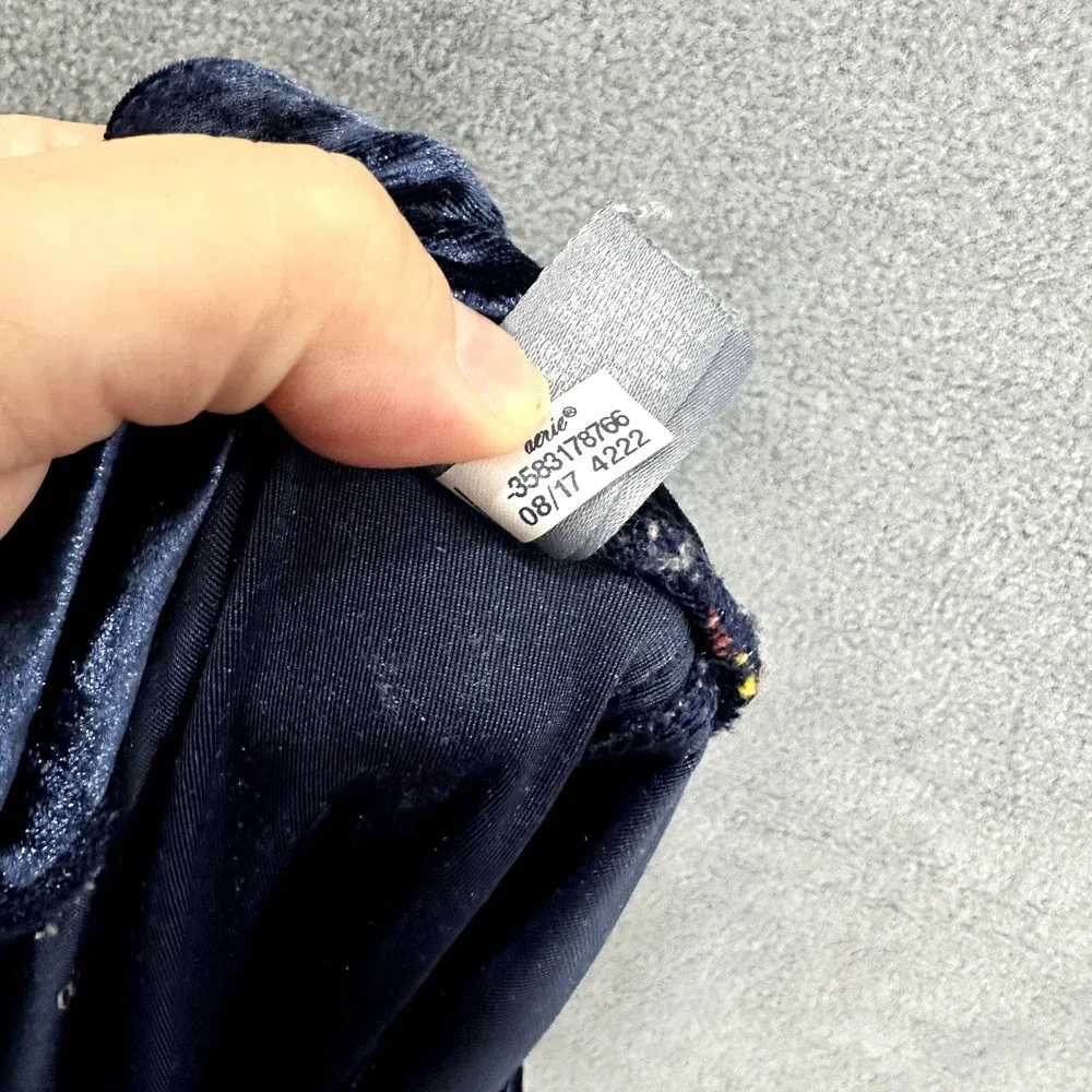 Aerie Chill Play Move‎ Leggings Womens Medium Blue Velvet Rainbow Side Stripe - Image 8