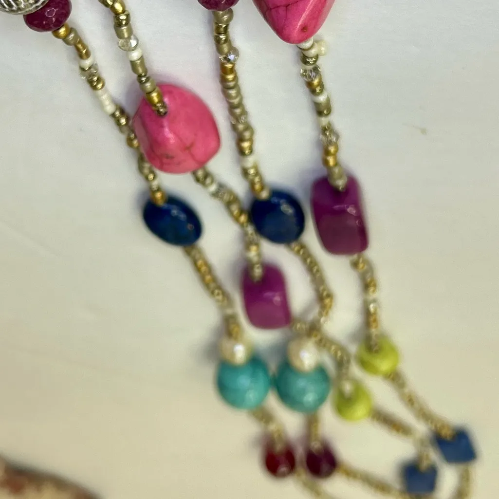 Chico’s Double Stranded Multi-Color Necklace Like New Lobster Clasp - Image 6