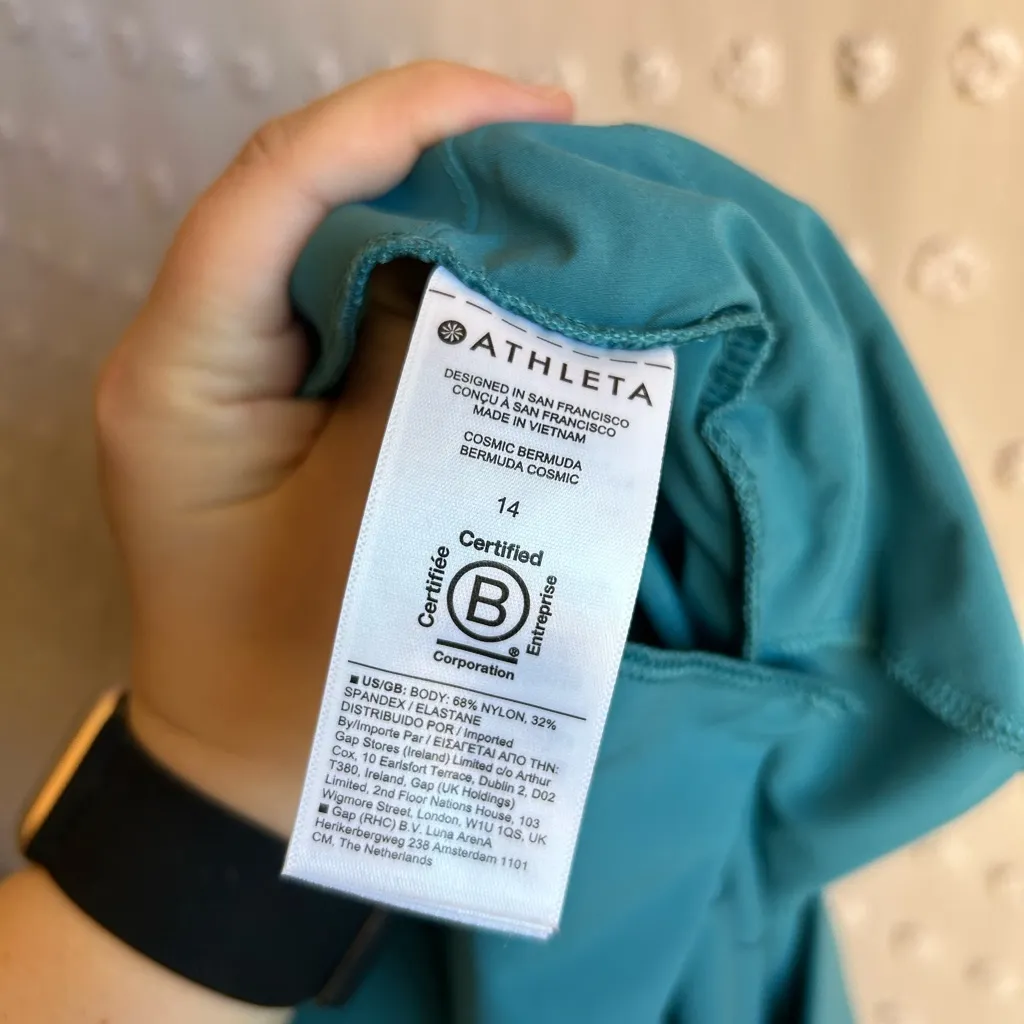 Athleta Cosmic Bermuda Shorts 10”‎ Inseam Sz 14 Teal Blue - Image 5