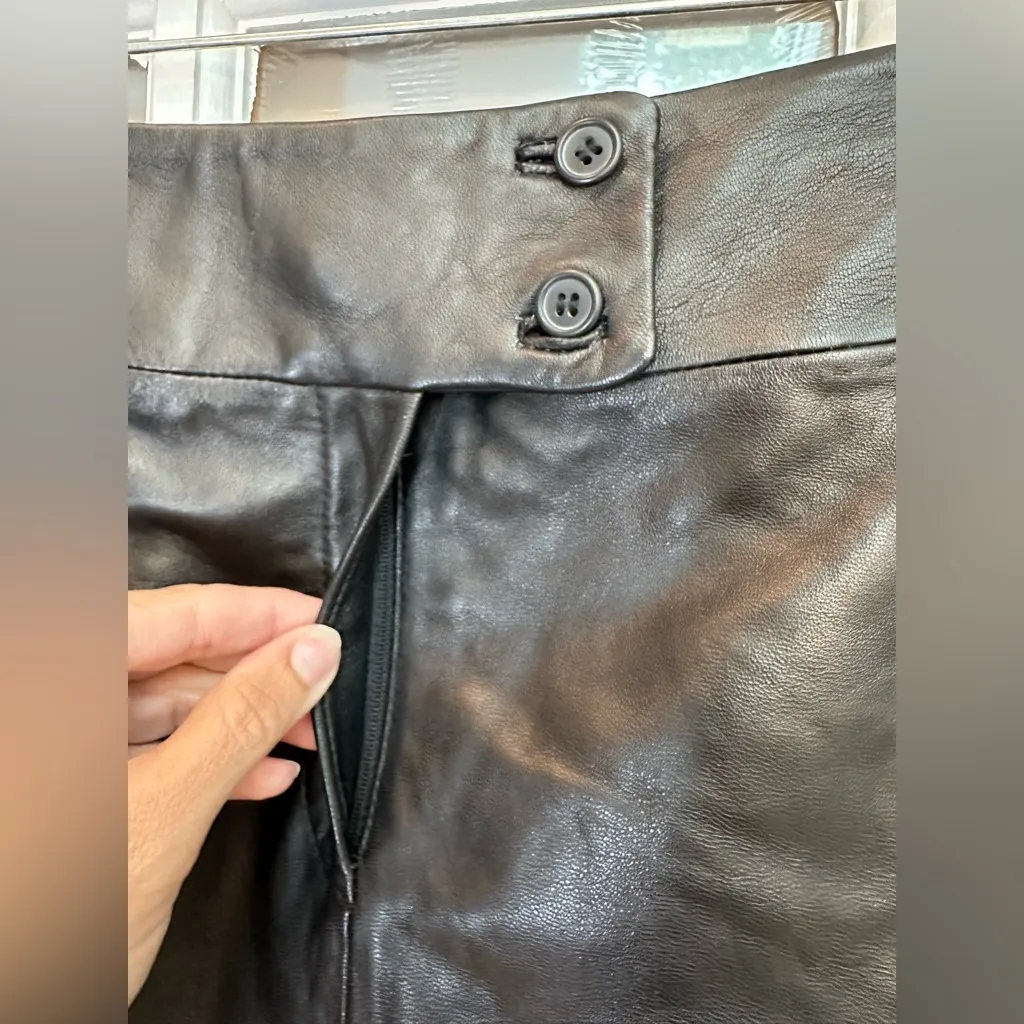 ALFANI Y2K 100% Genuine Leather Black Floral Embroidered A-Line Skirt Size 4 S - Image 3