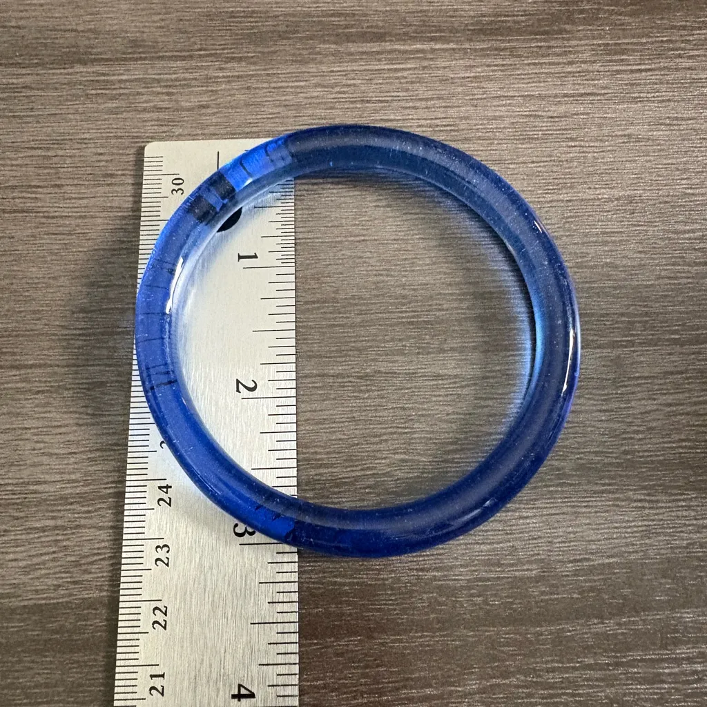 Vintage Cobalt Blue Glass Bangle Bracelet - Image 5