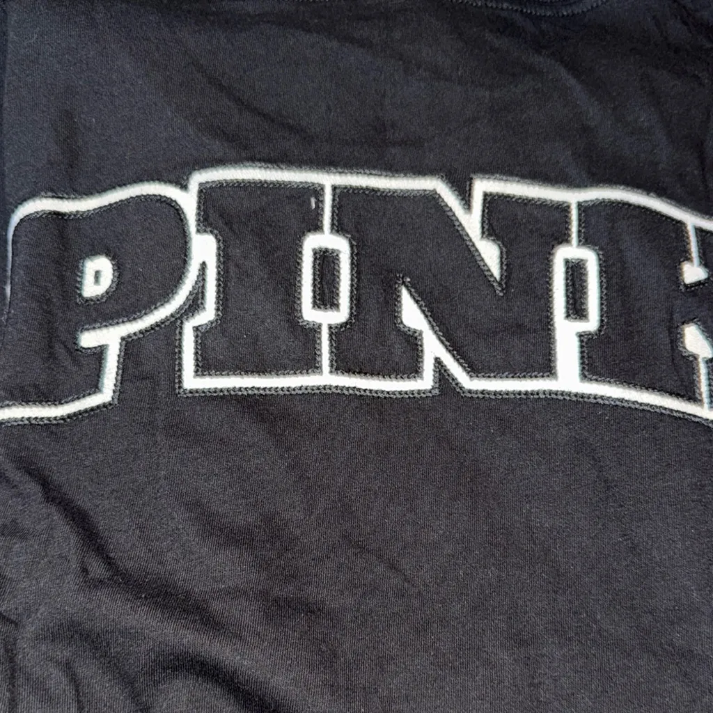 PINK Victoria's Secret Black Cuffed Sleeve Relaxed T-Shirt‎ - Image 5