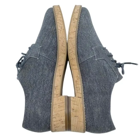 14th & Union Gray Linen Canvas Cork Oxford Lace-Up Loafer Shoe Women's Size 8.5 - Image 10
