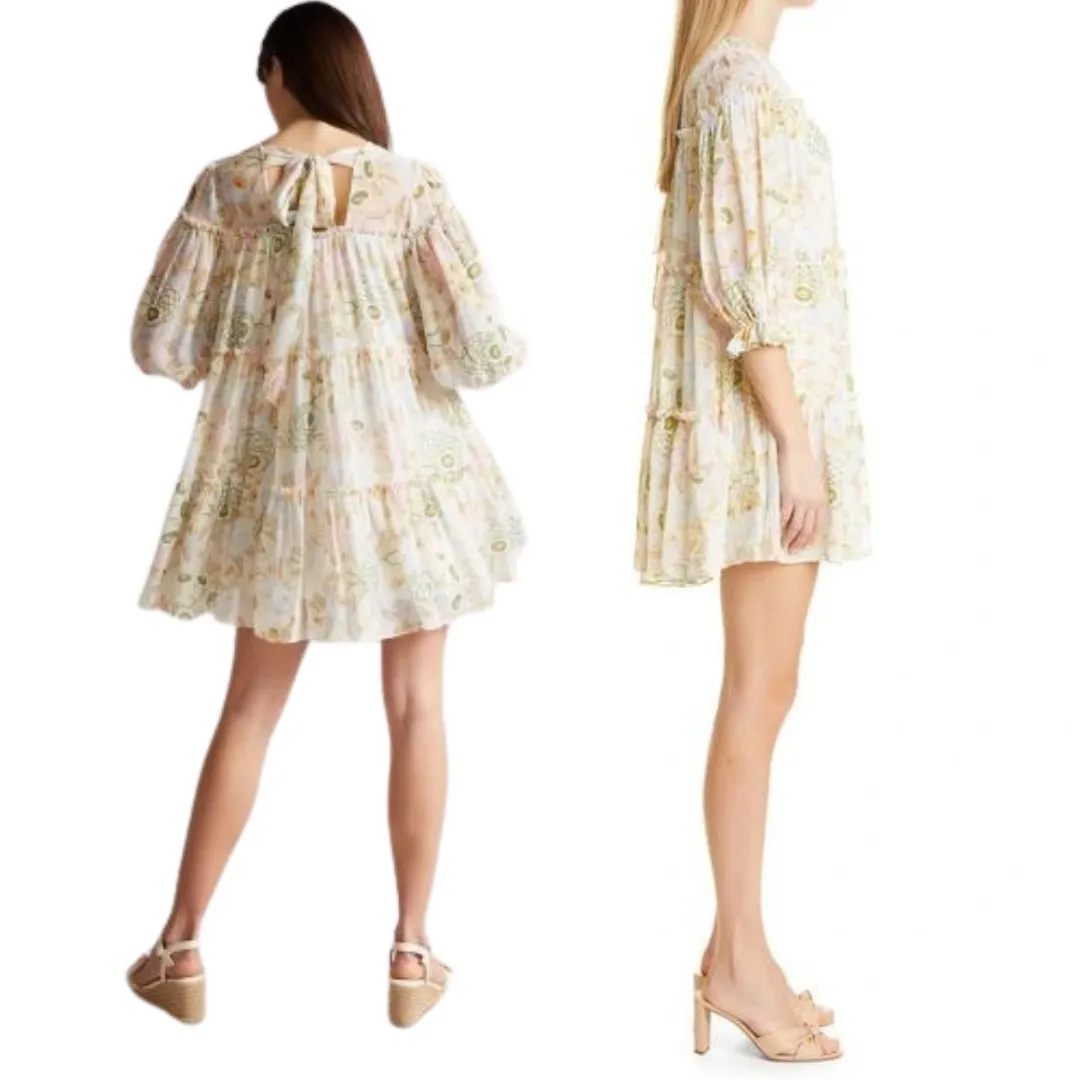 NEW Ted Baker Bellona Floral Tiered Trapeze Mini Dress Sz O-2 Extra Small Dainty - Image 6