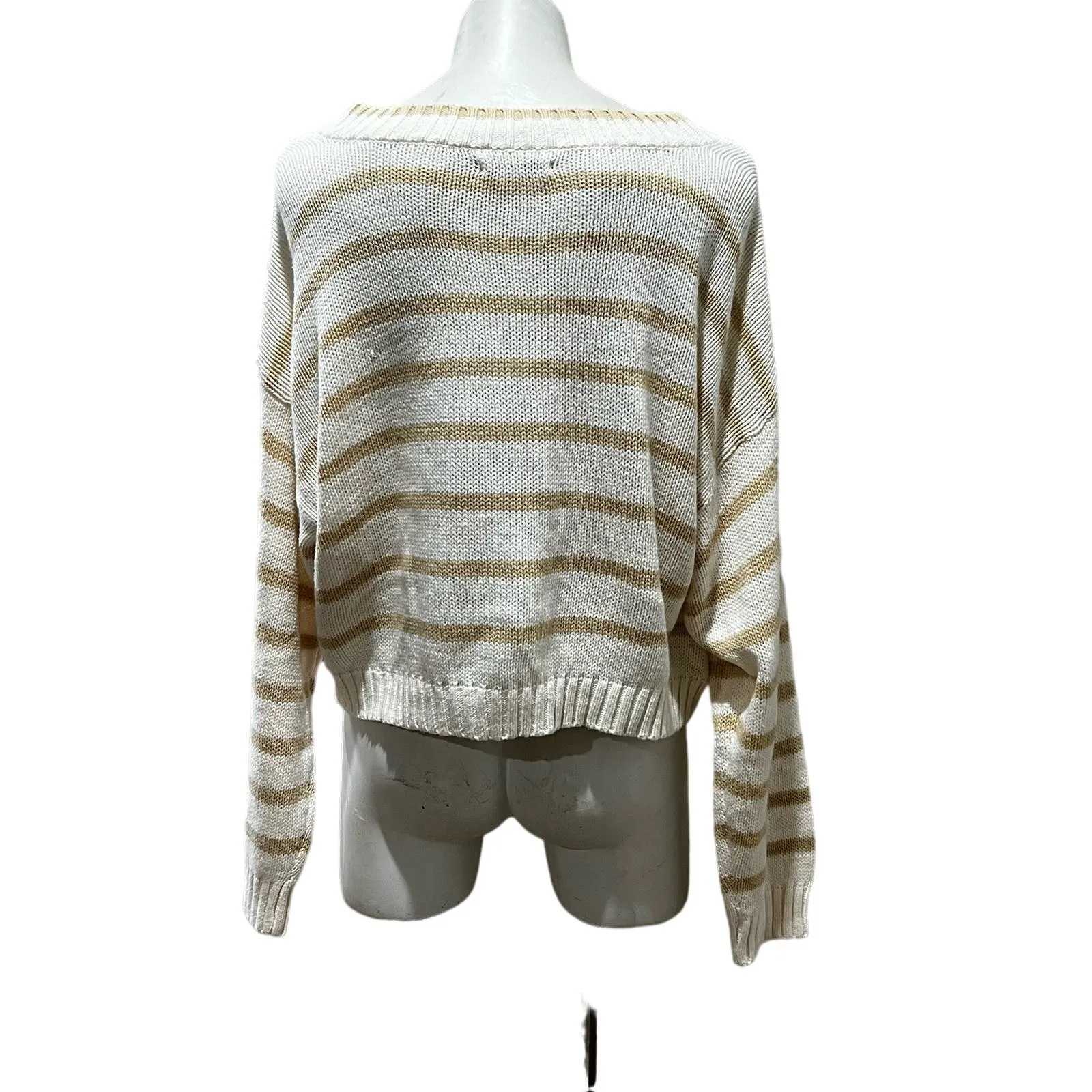 American Eagle beige striped pullover sweater - Image 3