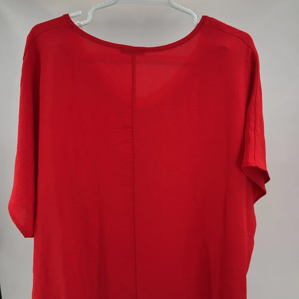 JODIFL Red Mini Dress v-neck pockets cap sleeve oversized casual L lightweight - Image 8