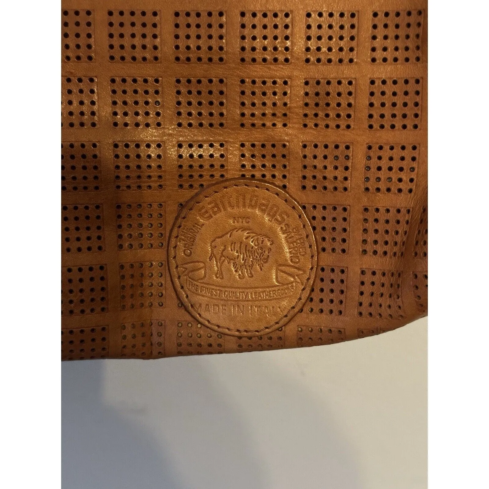 Earthbags Fred Salerno Perforated Brown Leather Purse Boho Shoulder Bag Vintage - Image 3