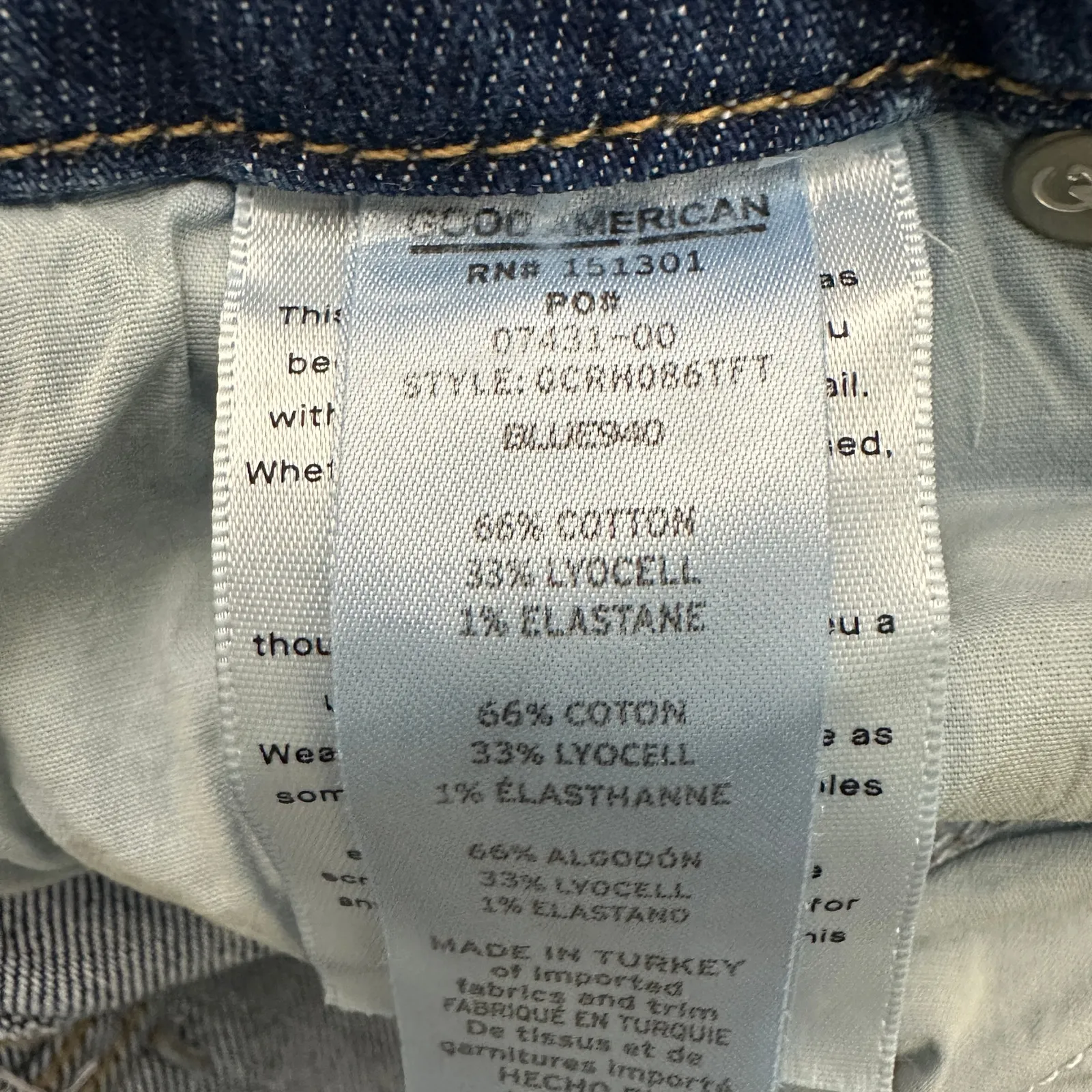 Good American Good Classic Jeans Womens 6 Medium Wash High Rise Raw Hem Stretch - Image 7