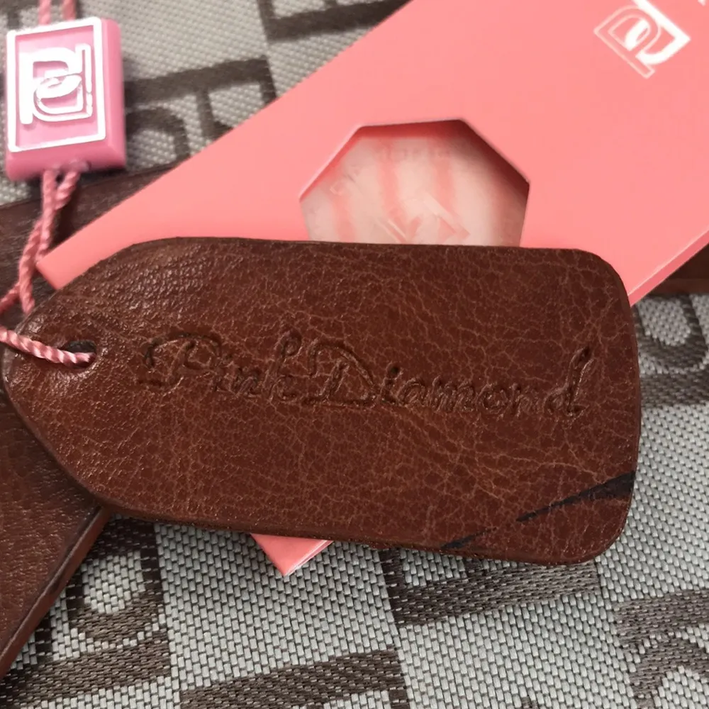 Pink Diamond Canvas /Leather Tote Bag Brown - Image 11