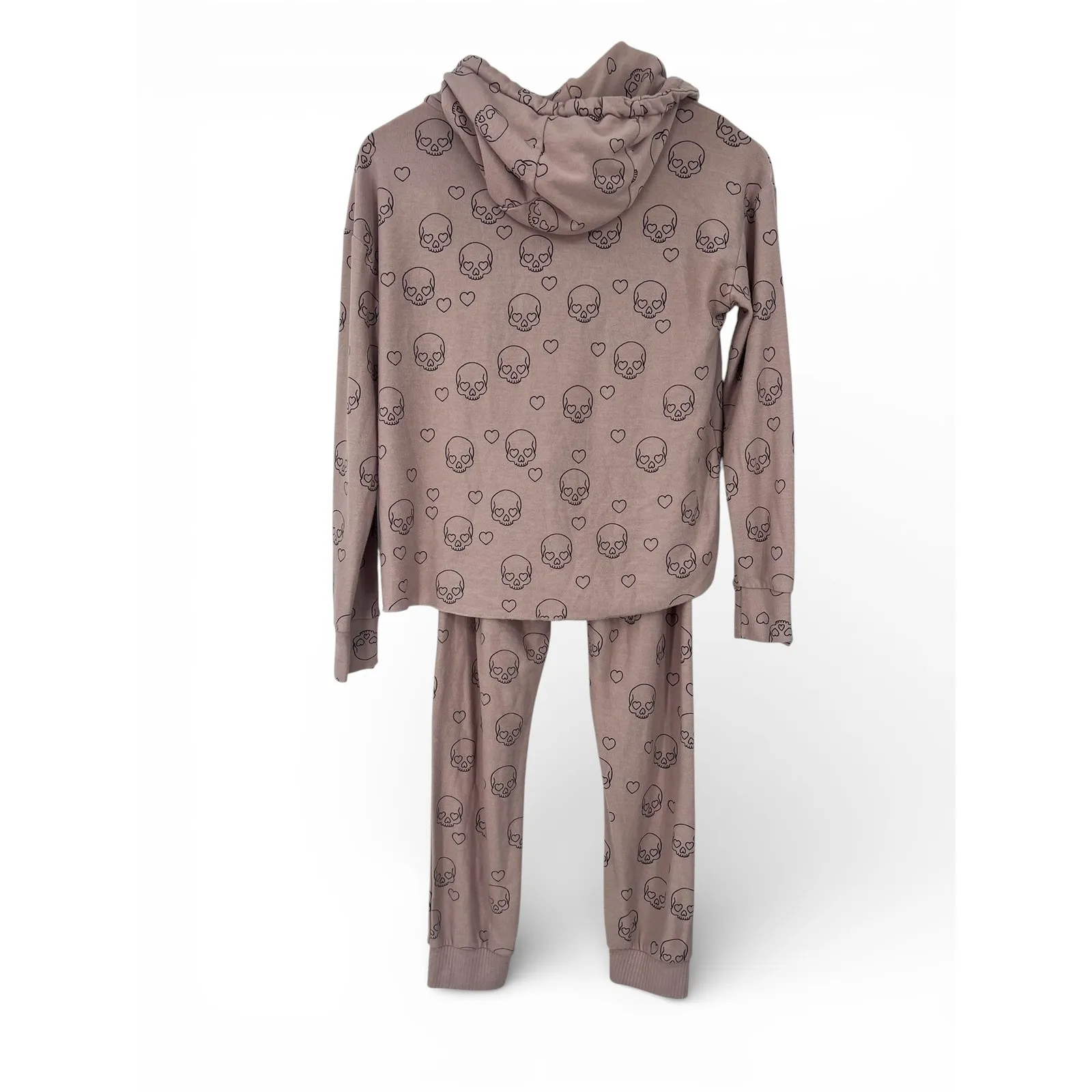 Chaser blush pink skull hearts hooded sweater + pant set lounge pajama matching - Image 7