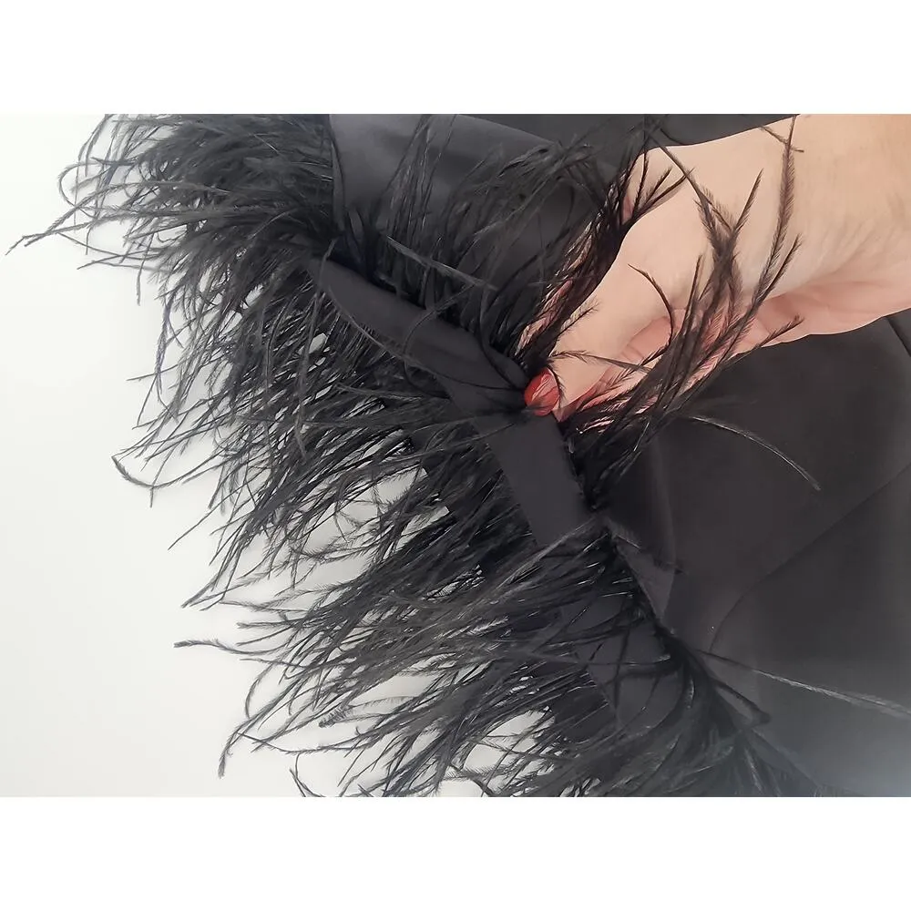 Sam Edelman Black Feather Top Strapless Mini Dress Women's Size 6 - Image 5