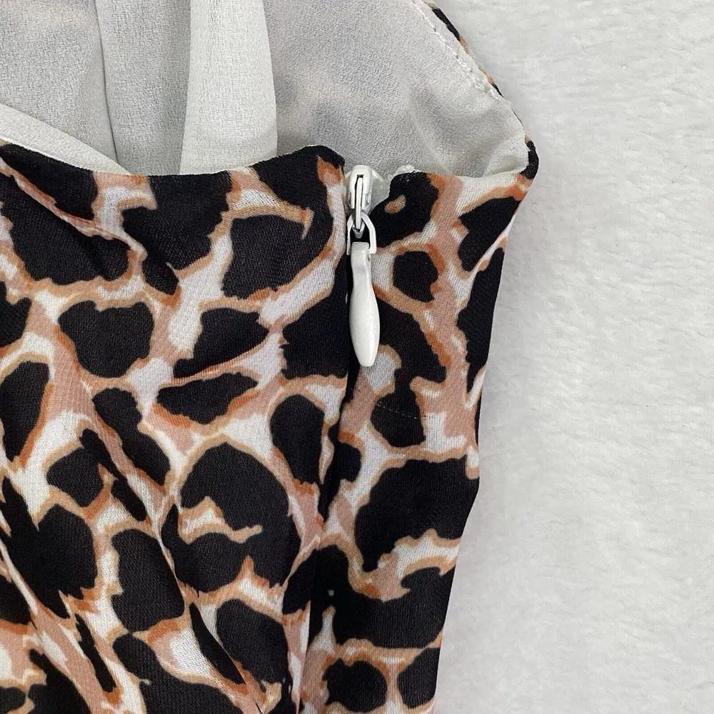 New Parker Sz M cheetah print asymmetric sleeveless peplum hem‎ top Panther $248 - Image 4