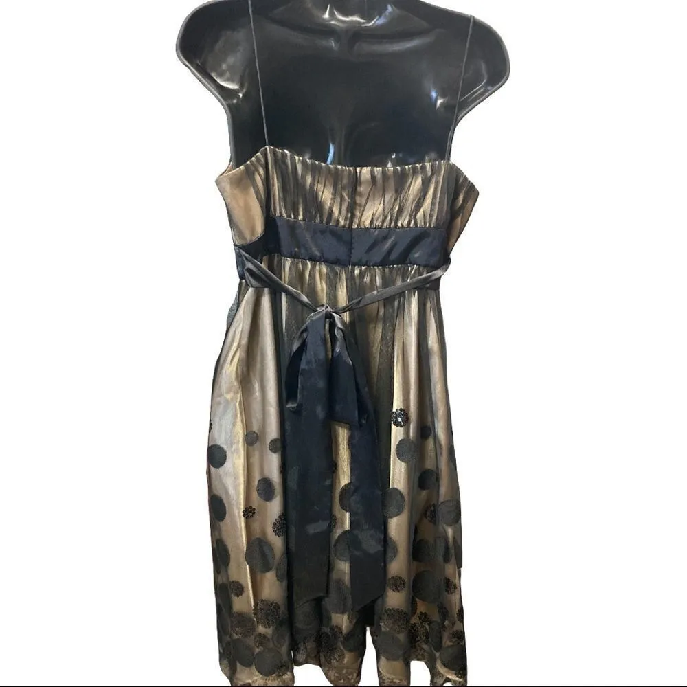 S.L. FASHIONS Black & Gold Sequined tulle Women’s dress Size‎ 12 sleeveless - Image 2