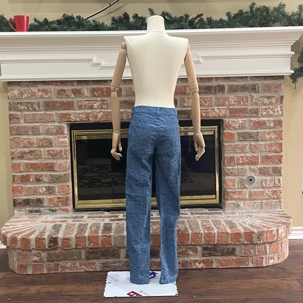 NWOT 7 For All Mankind printed paisley skinny blue jeans / size 24 - Image 14