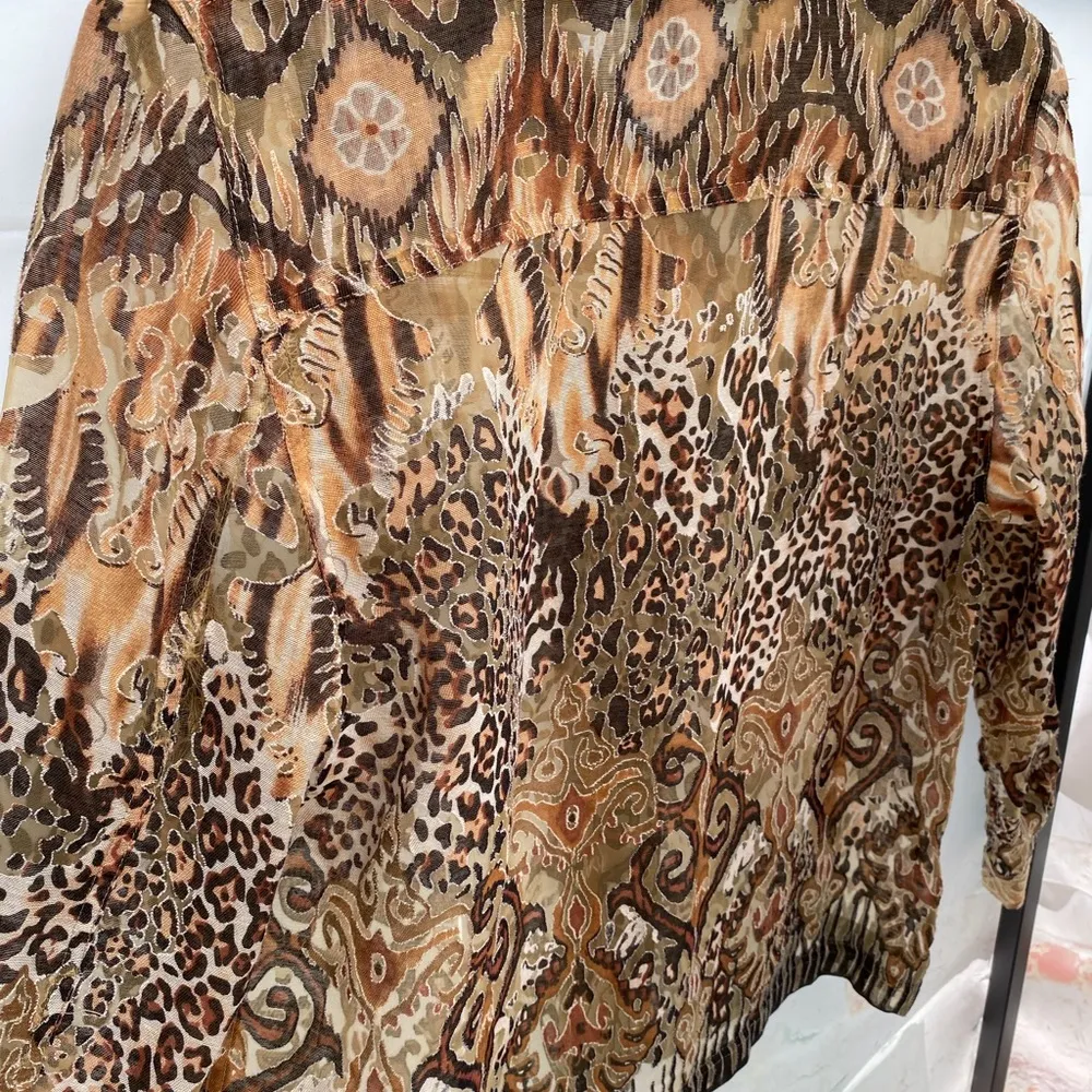 Women’s Animal Print Burnout Button Up Blouse - Image 12