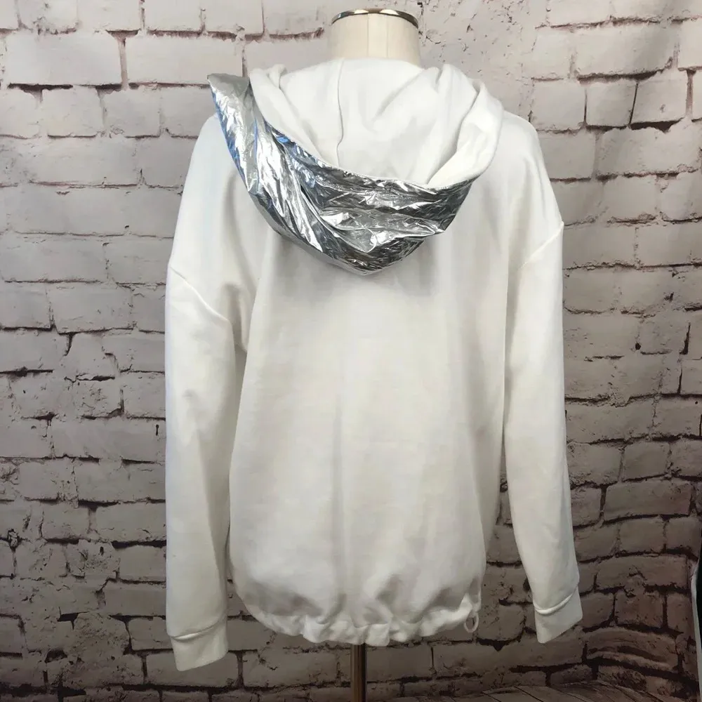 J.Crew  Solid Anorak in White‎ and Silver Metallic - Image 7