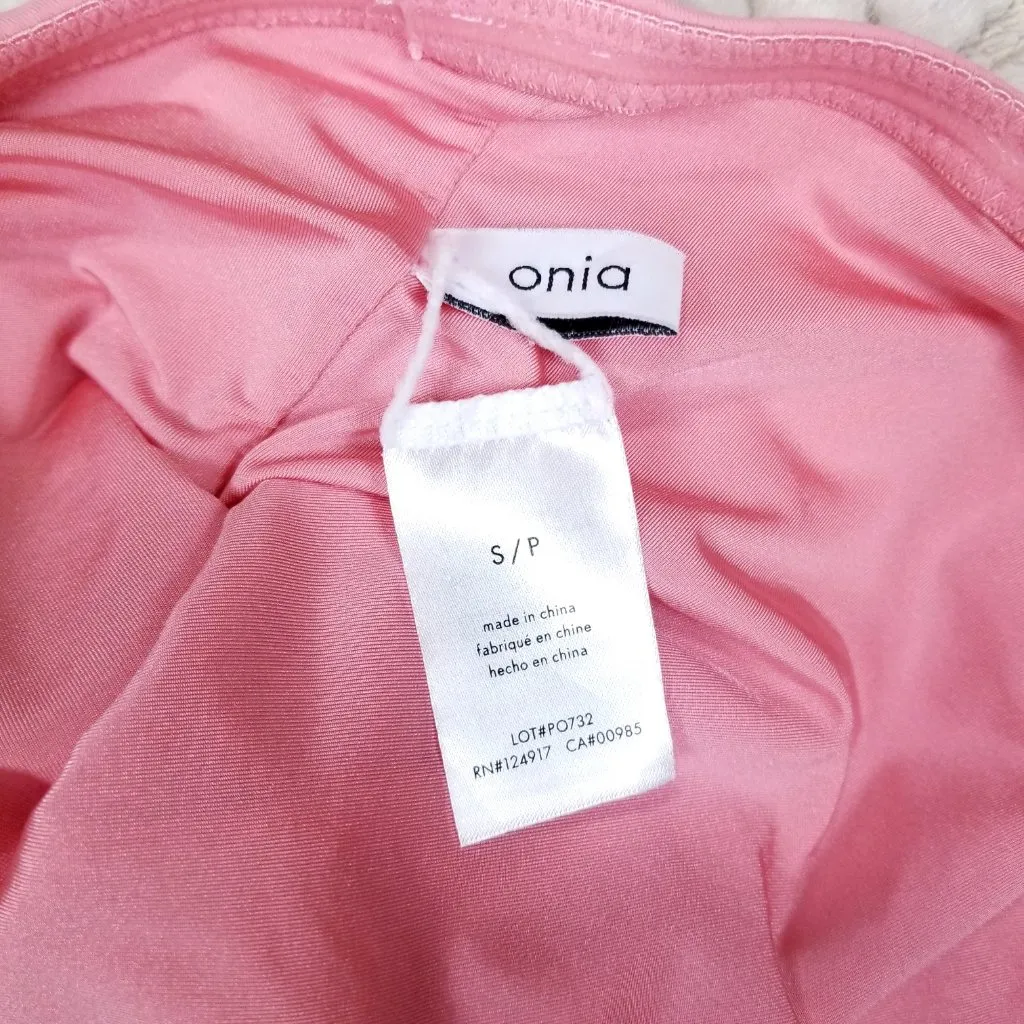 ONIA‎ Adrienne Button-Embellished Bandeau Swimsuit Rosette Pink Sz Extra Small - Image 6