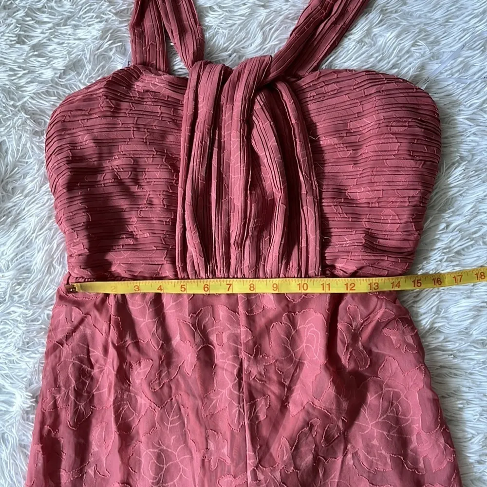 Lulus Lovely Celebration Floral Burnout Chiffon Jumpsuit deep Rose size Medium - Image 4