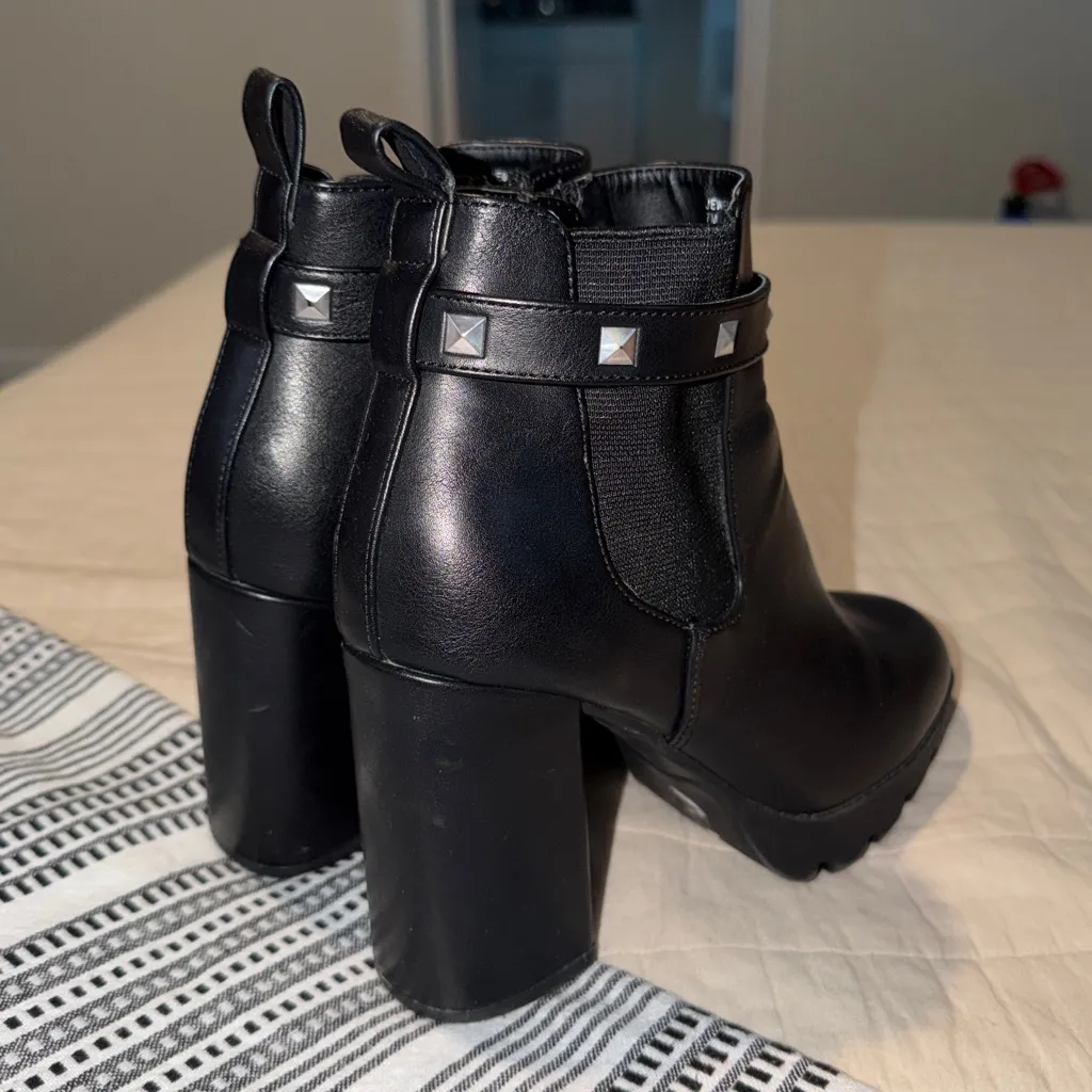 Black Ankle Boots with Studded Strap - Image 7