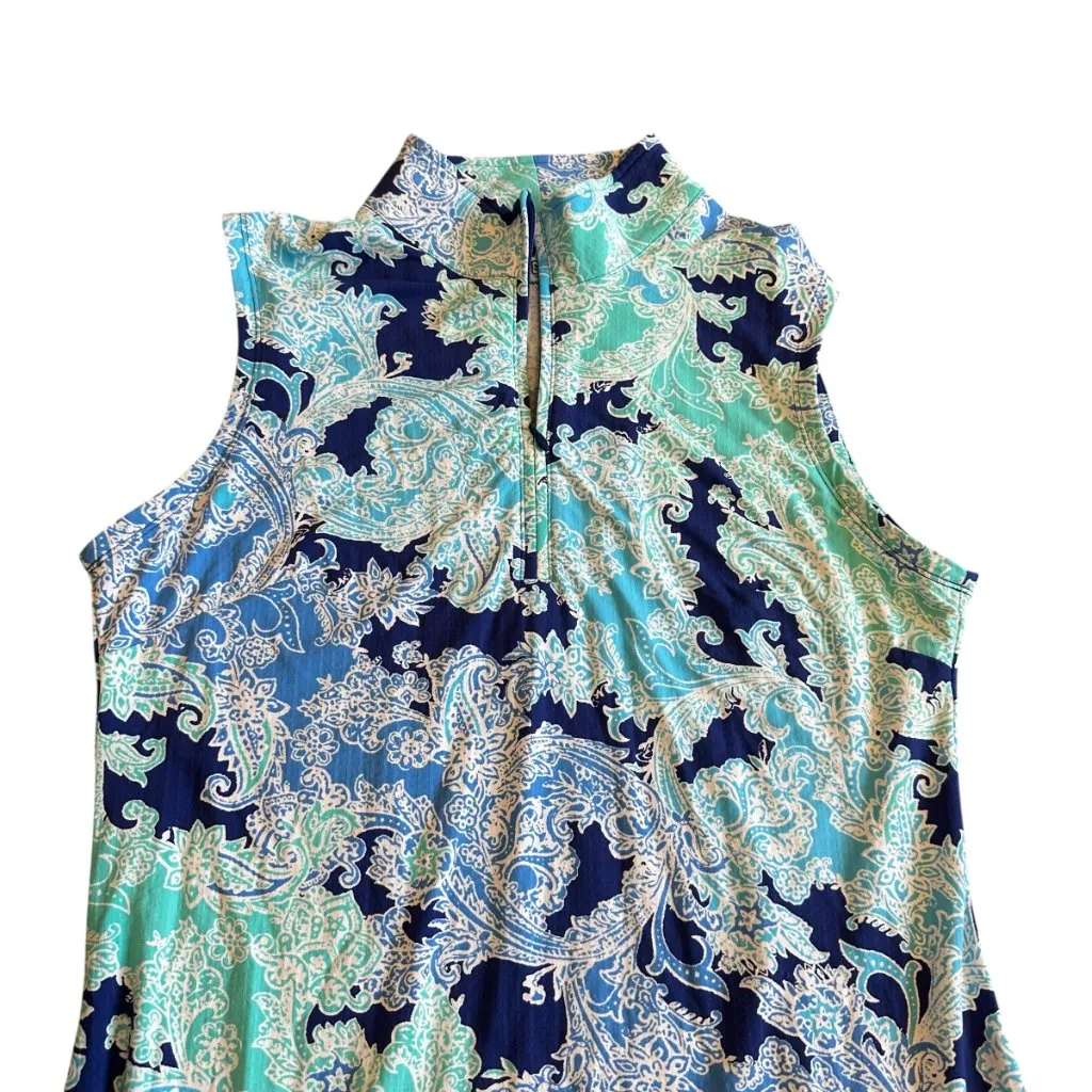 IBKUL Floral Print Sleeveless Dress Outdoor Tennis Athleisure Golf Sie Medium Blue - Image 2