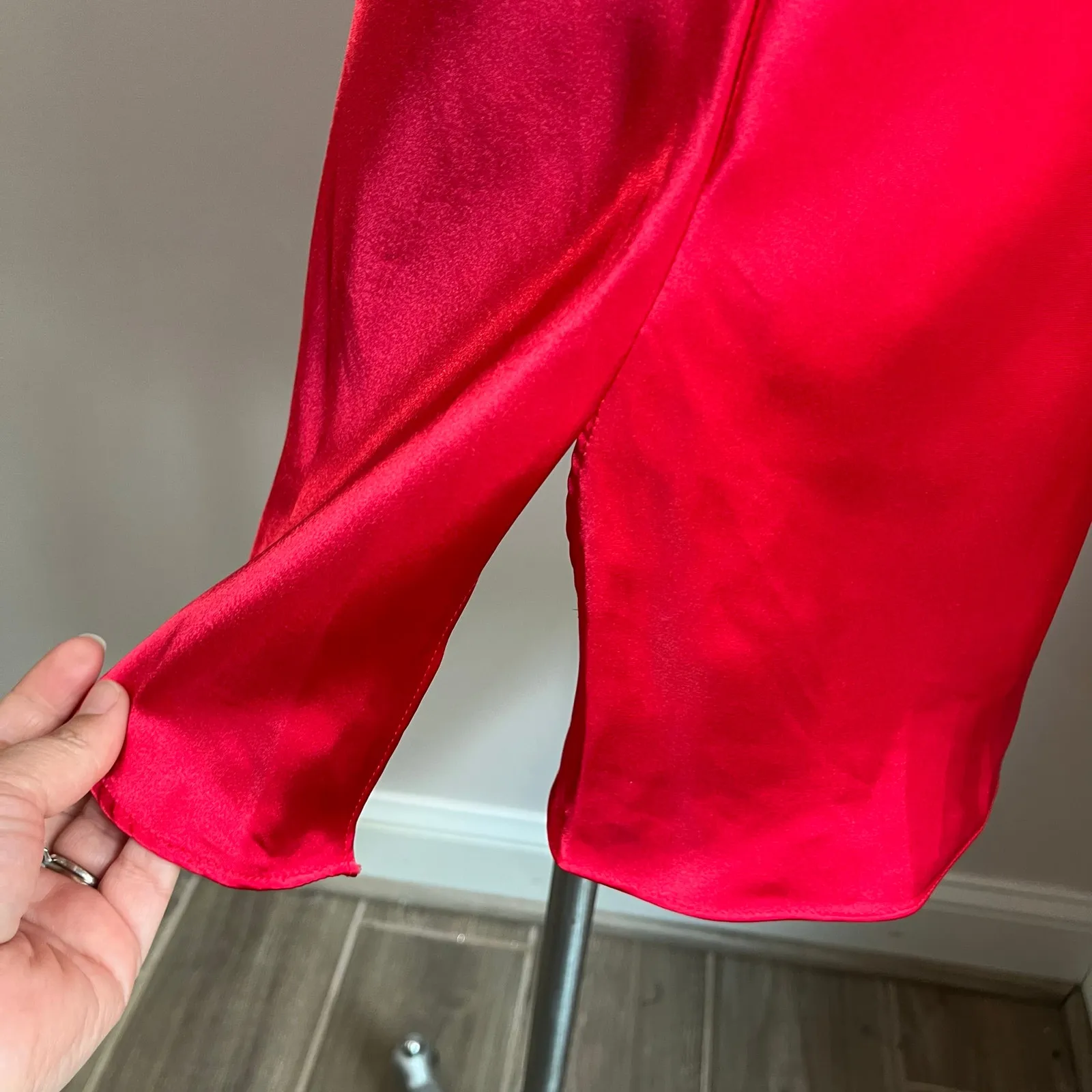 Vintage Y2k Cinema Etoile Satin Red Lace Velvet Mini Slip Dress Size M Size M - Image 5