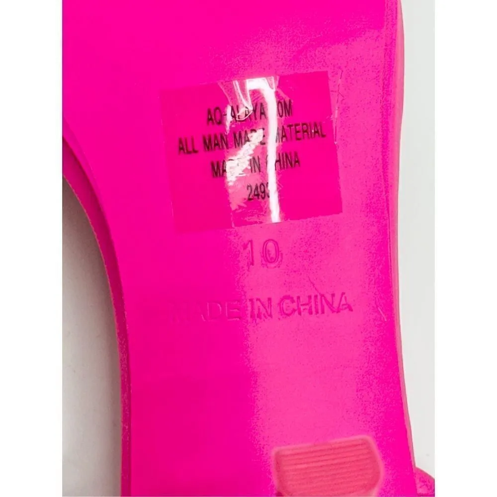 AQUA Sandals Womens Size 10 Square Toe Pink Raffia Detail Slip On Heel NEW - Image 7