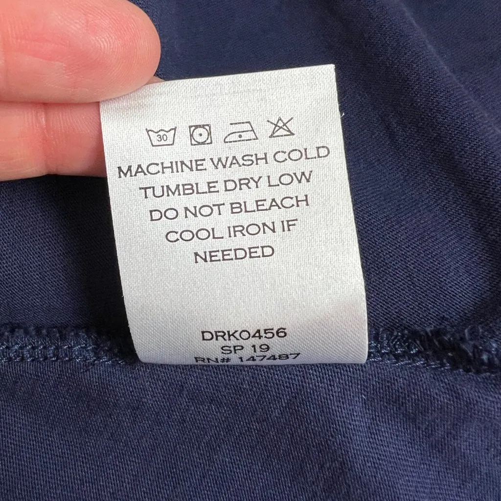 Draper James Midi Dress Large Navy Blue‎ Henley Fit Flare Baby Doll Pima Cotton - Image 9