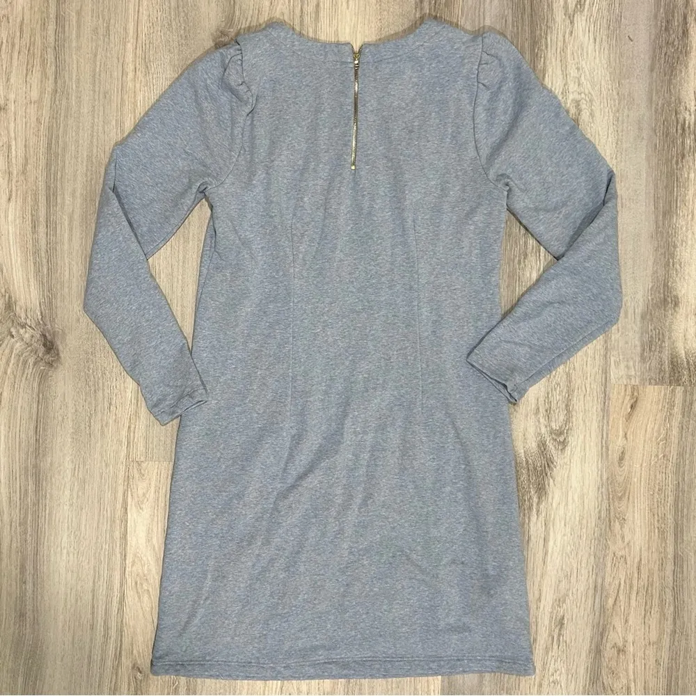 Loft Powder Blue Long Sleeve Crew Neck Sweatshirt Dress Tunic Puff Sleeve Size 6 - Image 7