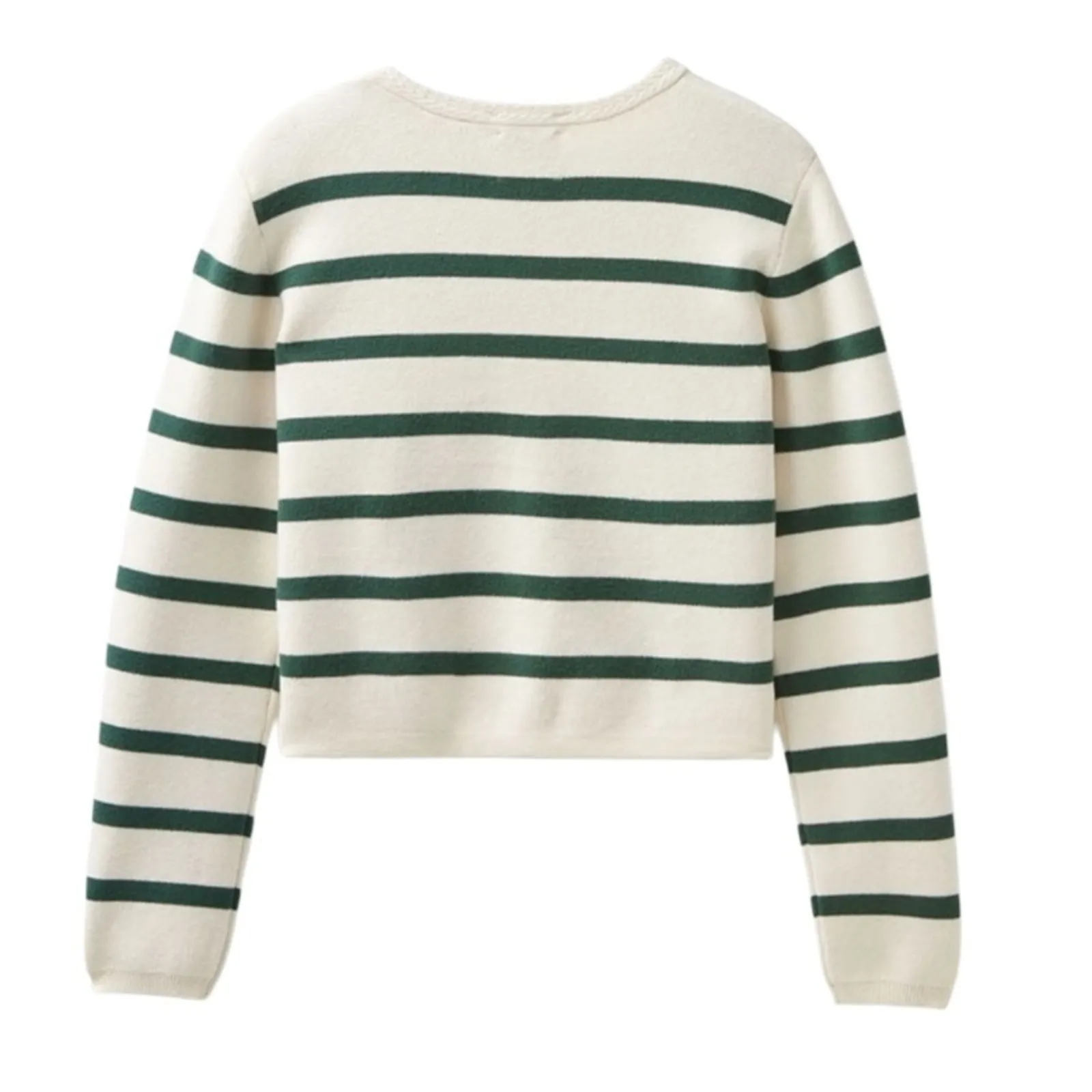 Scotch & Soda Amsterdam Ivory With Green Striped Button-Up Cardigan Size XS NWT - Image 5