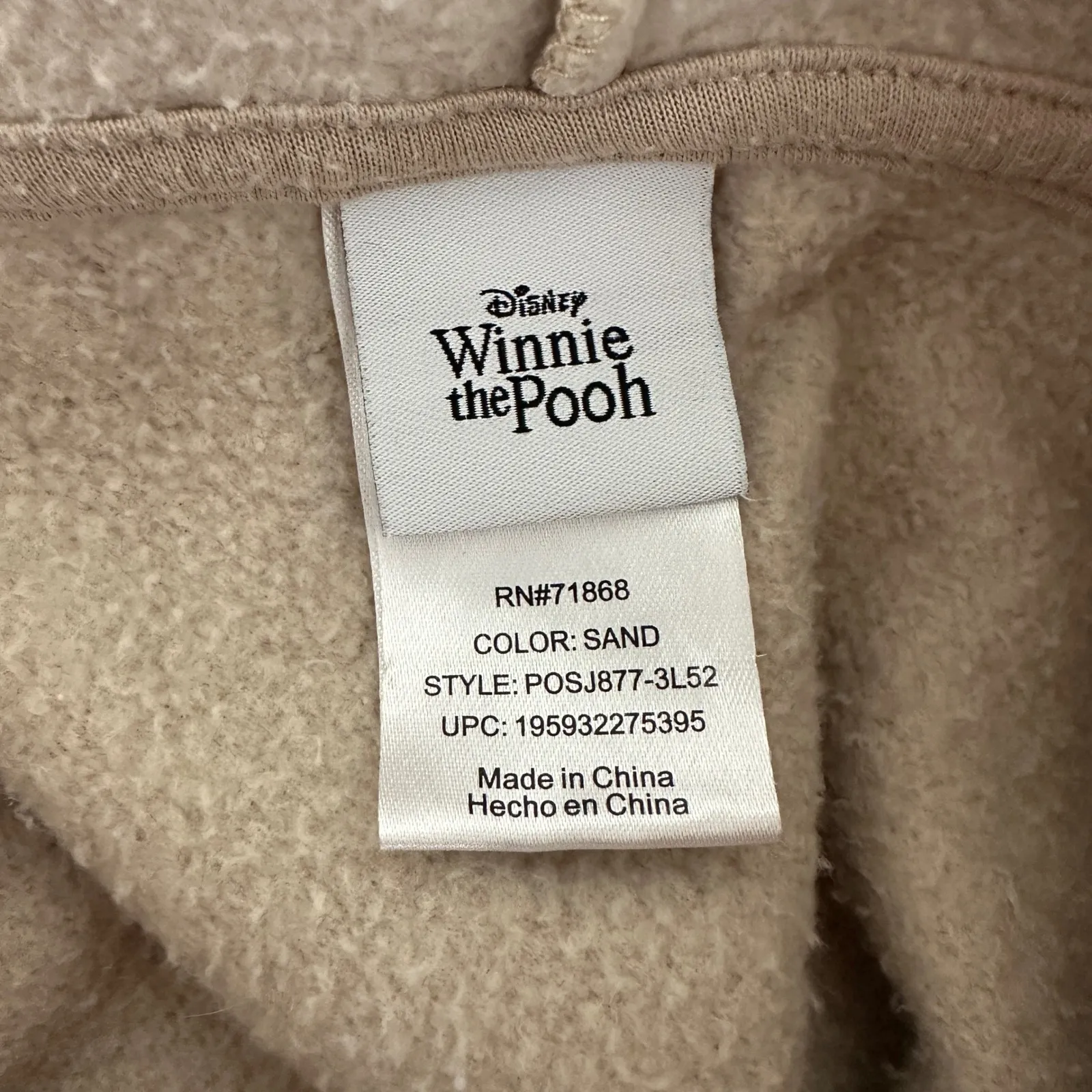 Disney Winnie‎ the Pooh Hoodie Embroidered Sand Graphic Pullover Womens Large - Image 5